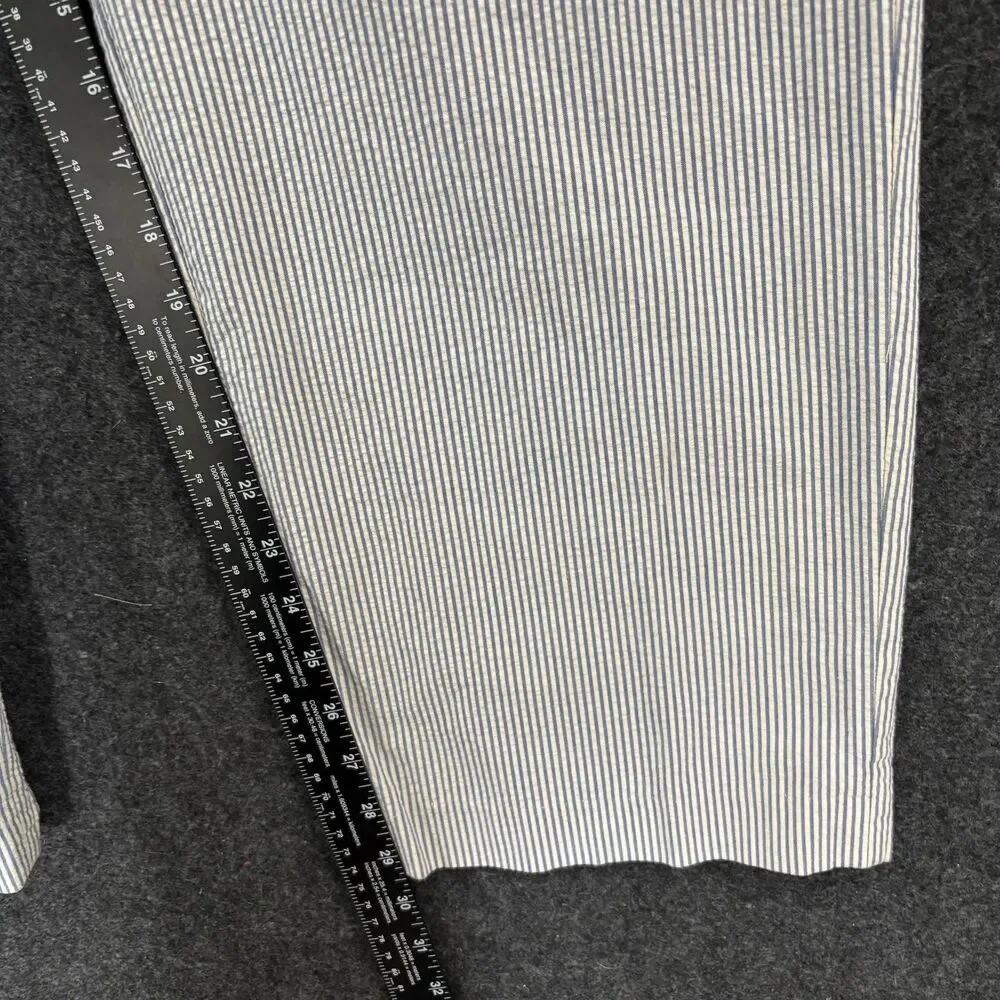 J Crew Pants Men's 36x30 Blue White Striped Seersucker Cotton Chino Flat Front